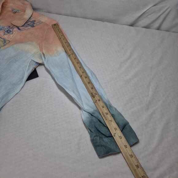 John Mark Women's Shirt Size 2X Top  Linen Tie Dye Embroidered Button Down 53,1 - Picture 6 of 11